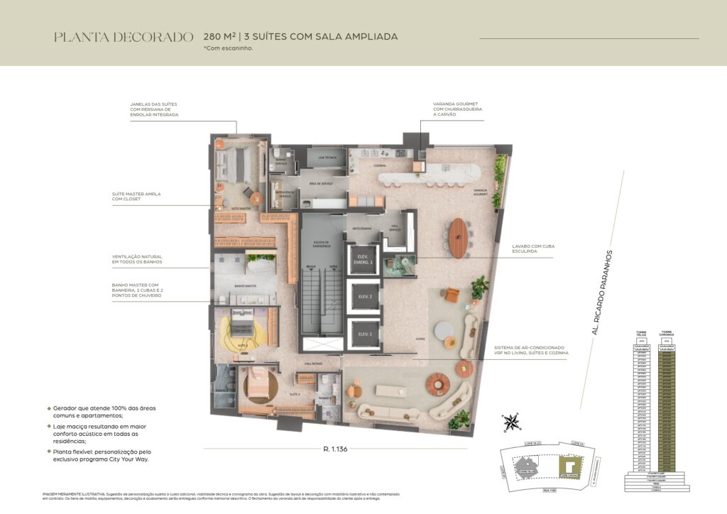 Chonos 280m² 3 Suites Com Sala Ampliada