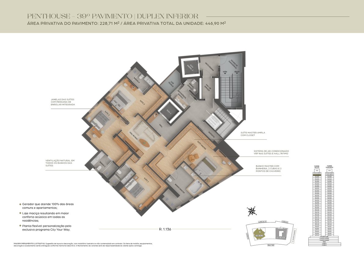 Telos Penthouse 39° Duplex Inferior 228m²